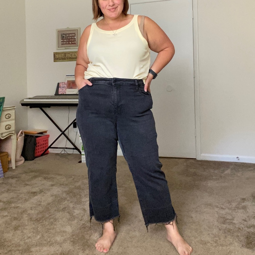 Old Navy Wide Leg Black Distressed Jeans